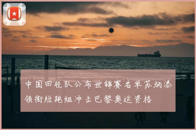 中国田径队公布世锦赛名单苏炳添领衔短跑组冲击巴黎奥运资格